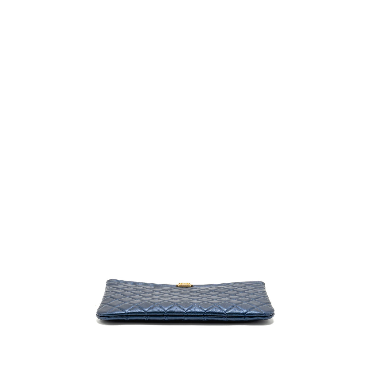 CHANEL BOY CLUTCH CALFSKIN PEARLY BLUE GHW