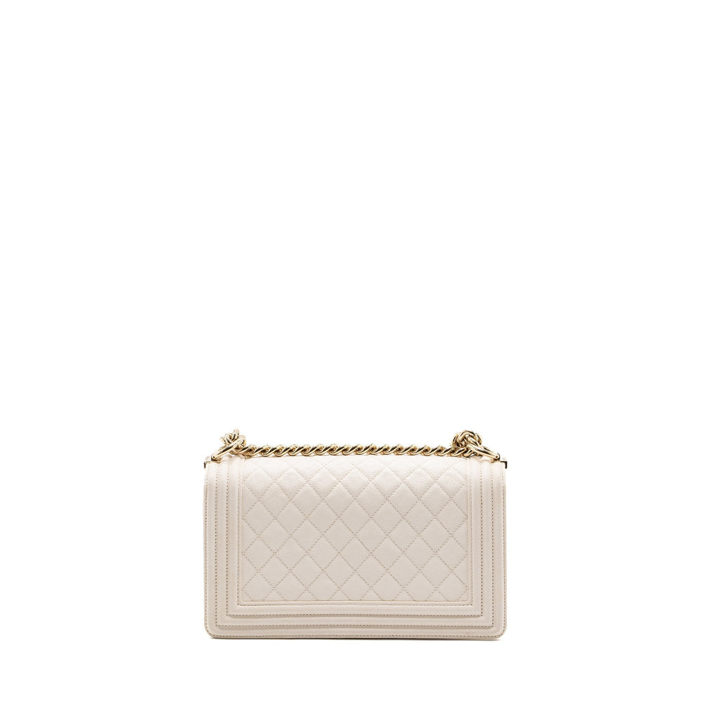 CHANEL MEDIUM LE BOY CAVIAR WHITE LGHW