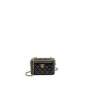 CHANEL 23C LONG VANITY WITH CHAIN SHINY LAMBSKIN BLACK GHW (MICROCHIP)