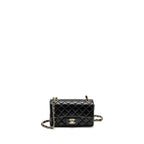CHANEL MINI RECTANGULAR FLAP BAG LAMBSKIN BLACK LGHW (MICROCHIP)