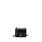 CHANEL CLASSIC MINI SQUARE FLAP BAG LAMBSKIN BLACK LGHW (MICROCHIP)