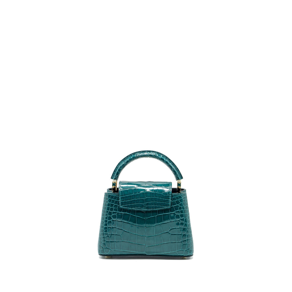 LOUIS VUITTON CAPUCINES MINI CROCODILE BRILLANT BLUE CANARD GHW
