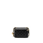 CHANEL PEARL CRUSH LONG VANITY WITH CHAIN LAMBSKIN BLACK GHW (MICROCHIP)