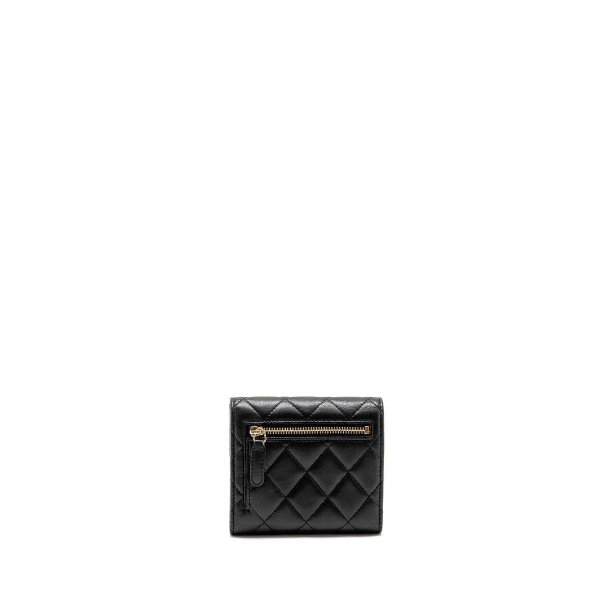CHANEL CLASSIC SMALL FLAP WALLET LAMBSKIN BLACK LGHW