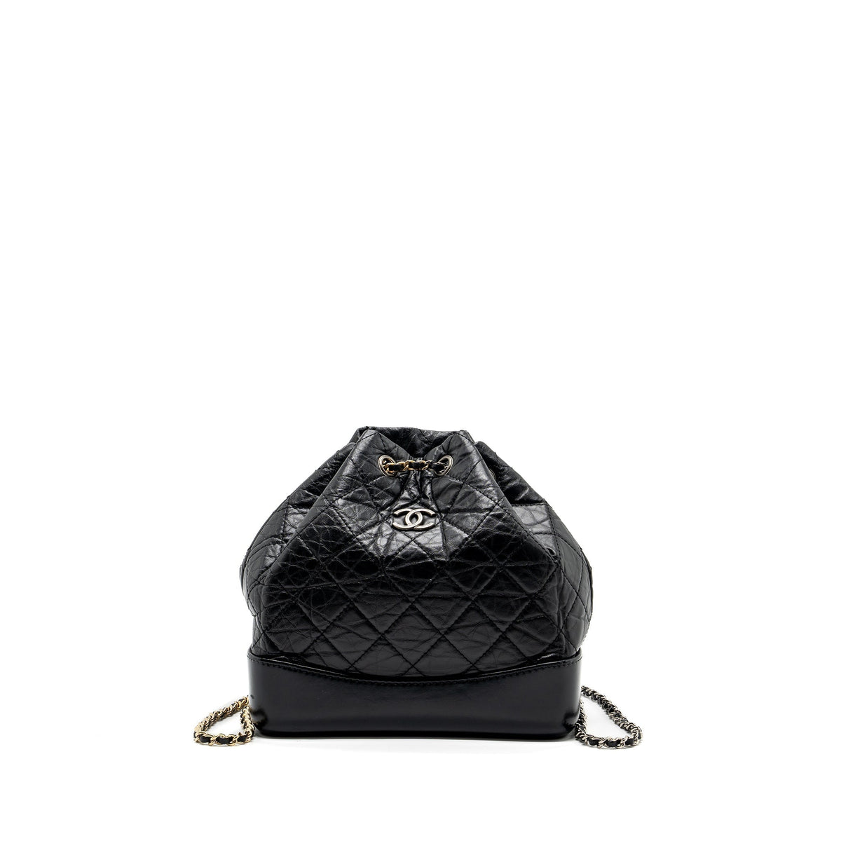 CHANEL SMALL GABRIELLE BACKPACK AGED CALFSKIN BLACK MULTICOLOR HARDWARE