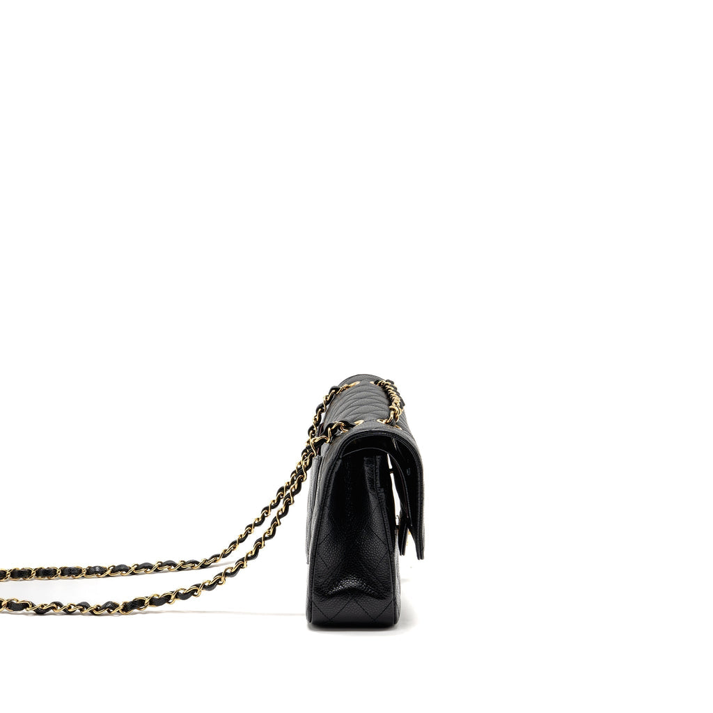 CHANEL MEDIUM CLASSIC DOUBLE FLAP BAG CAVIAR BLACK GHW(MICROCHIP)