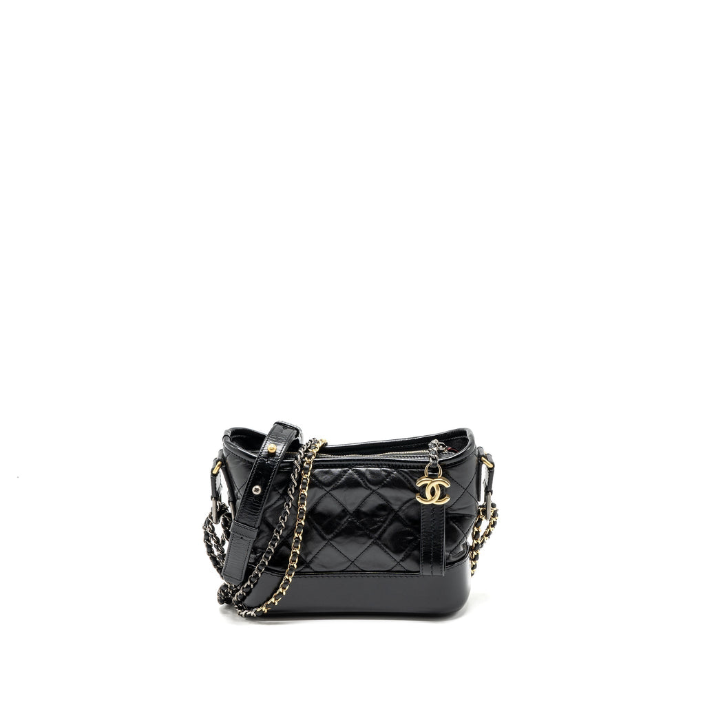CHANEL SMALL GABRIELLE HOBO BAG AGED CALFSKIN BLACK MULTICOLOUR HARDWARE