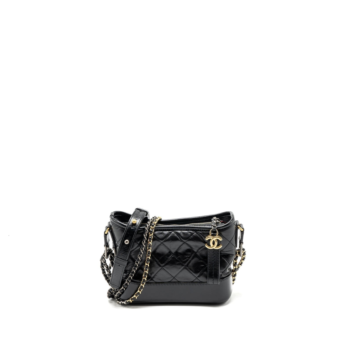 CHANEL SMALL GABRIELLE HOBO BAG AGED CALFSKIN BLACK MULTICOLOUR HARDWARE