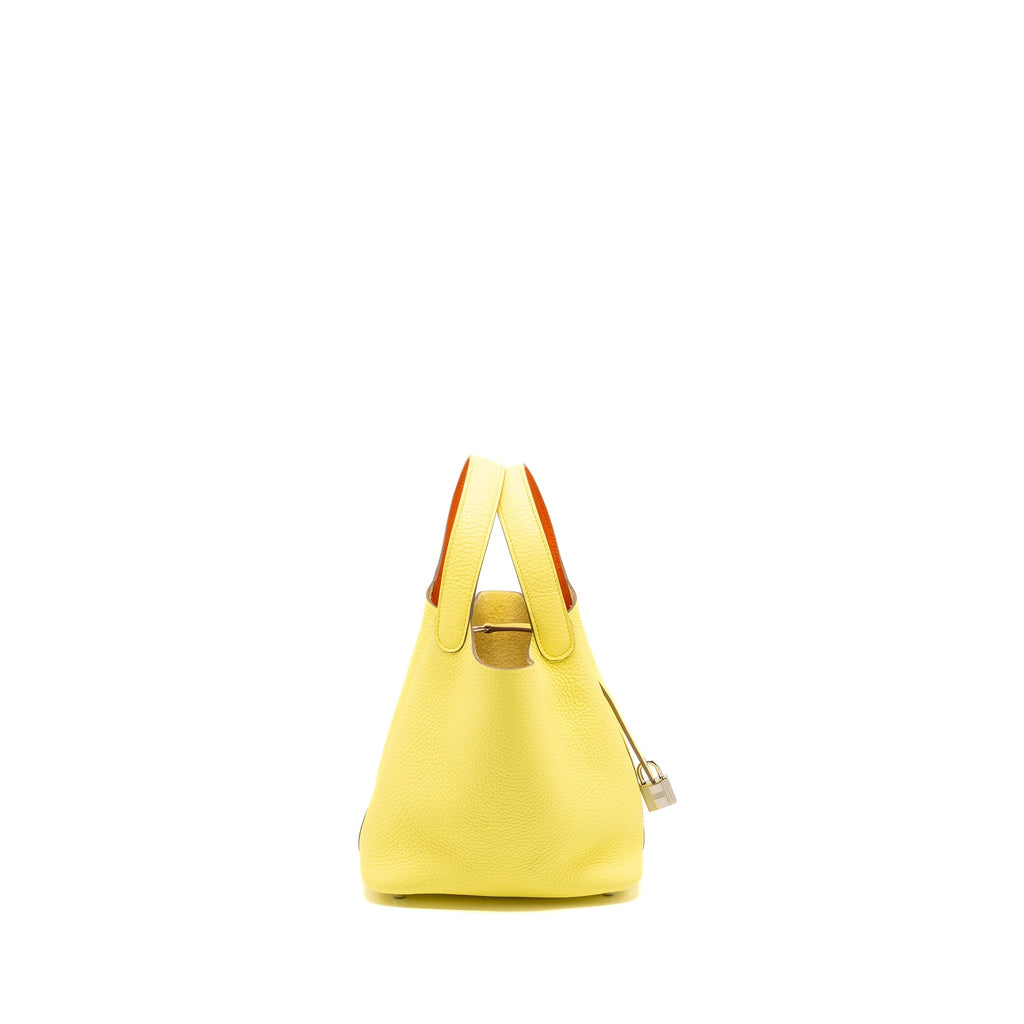 Hermes picotin 18 lock bag clemence / swift limoncello / orange SHW