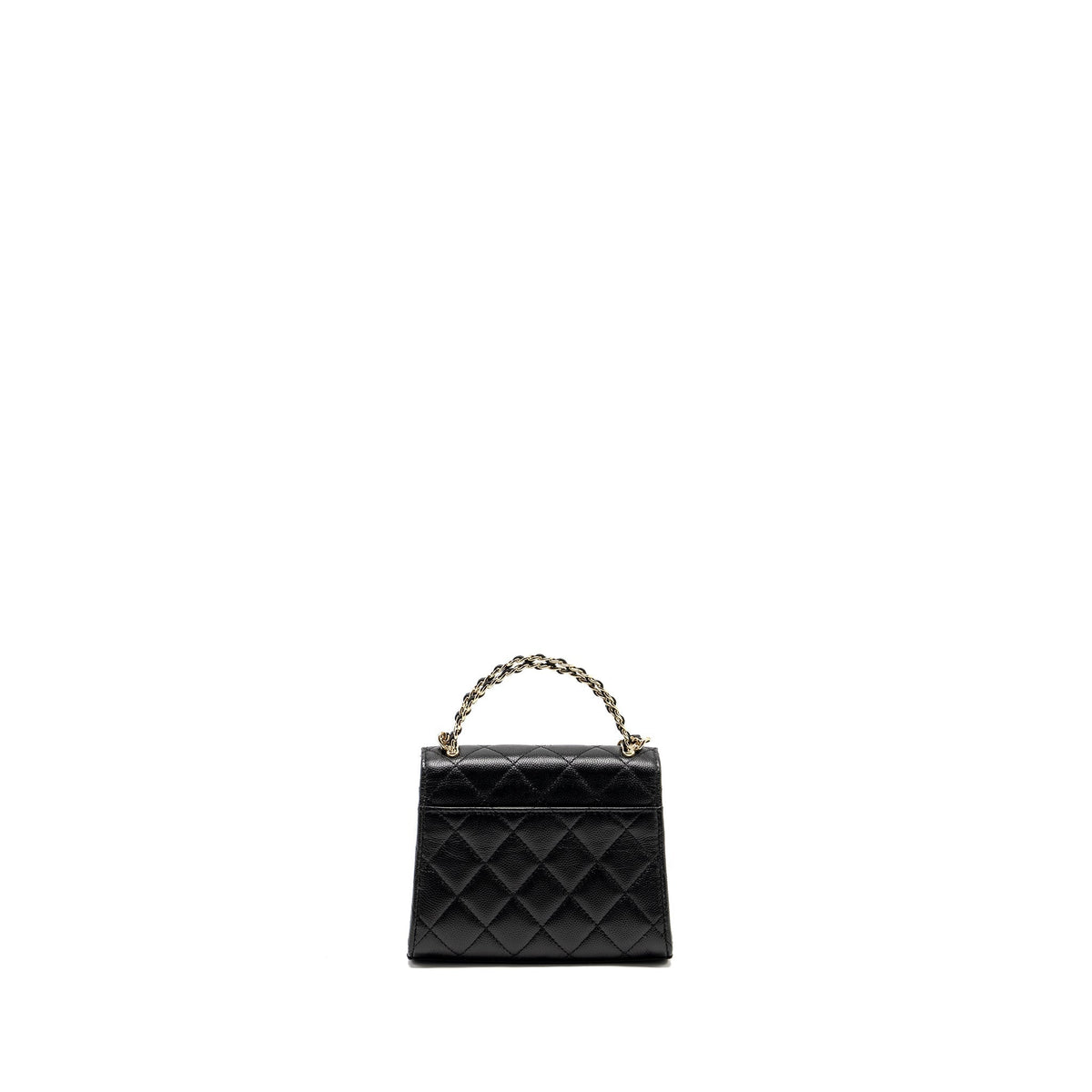 CHANEL TOP HANDLE MINI FLAP BAG WITH CHAIN CAVIAR BLACK LGHW (MICROCHIP)