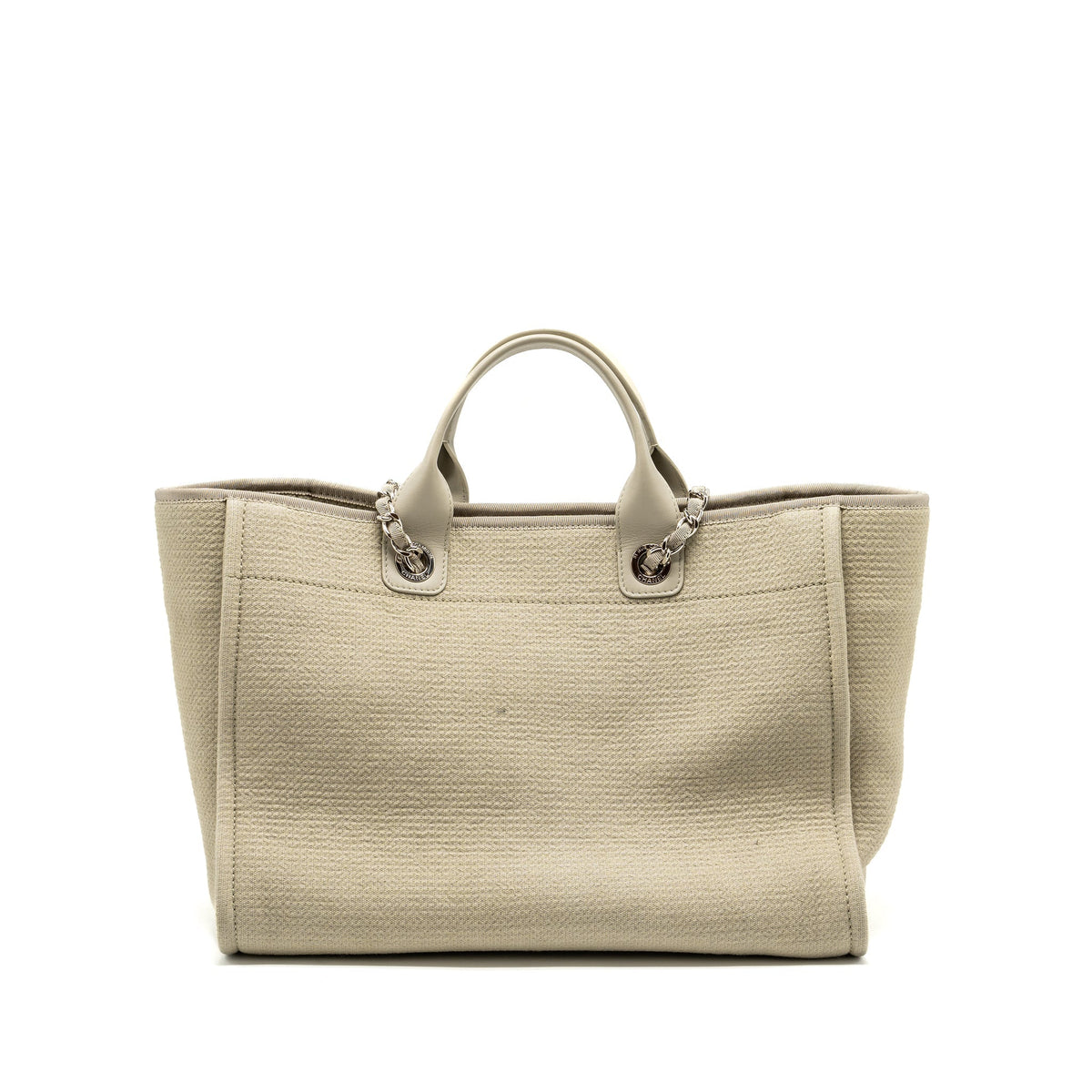 CHANEL DEAUVILLE TOTE BAG CANVAS BEIGE SHW (MICROCHIP)