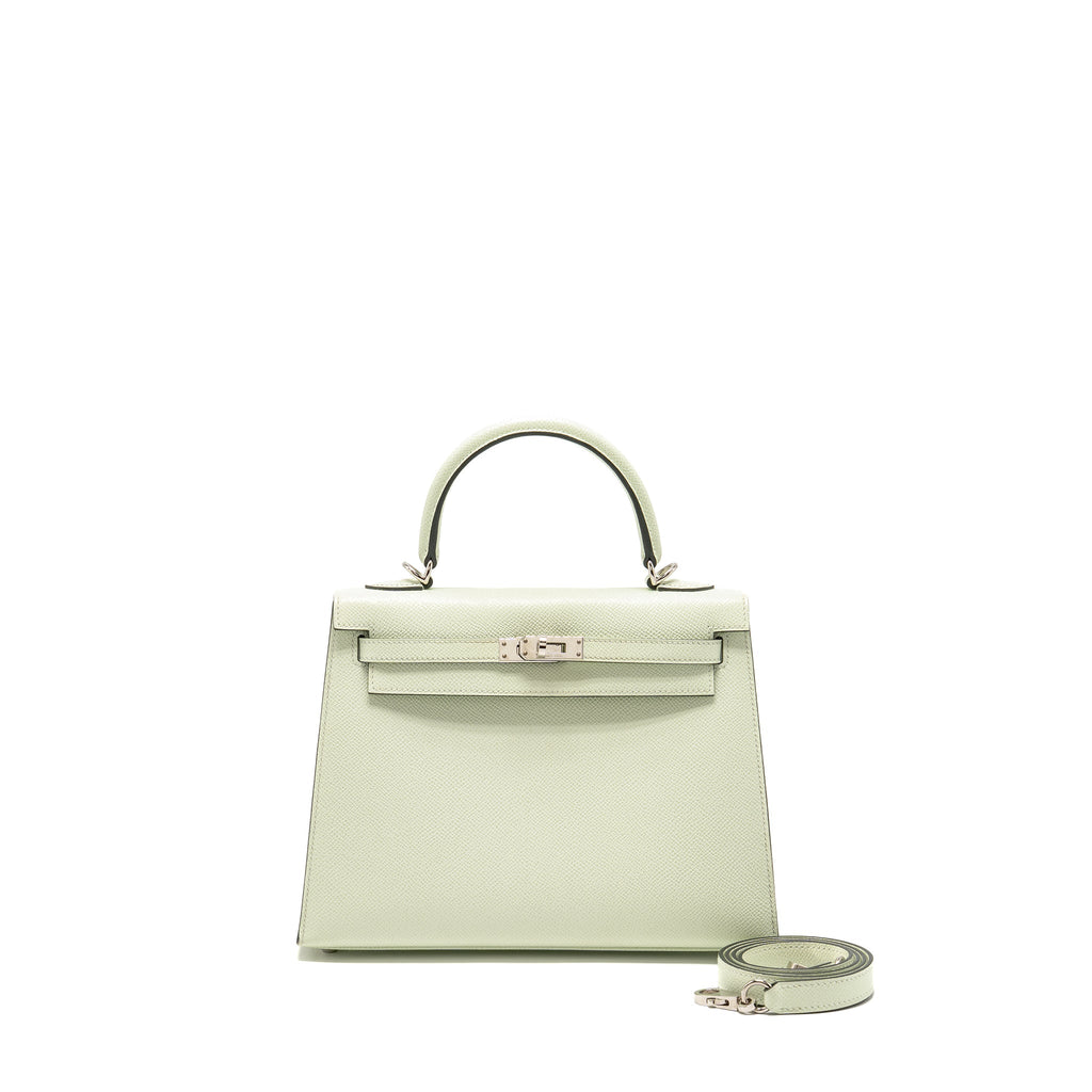 Hermes Kelly 25 Epsom Vert Fizz SHW