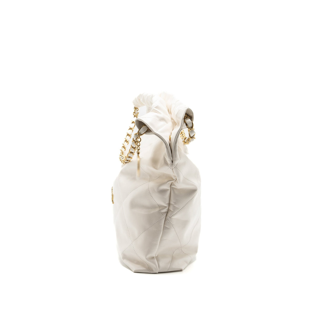 CHANEL MEDIUM 22 BAG CALFSKIN WHITE GHW (MICROCHIP)