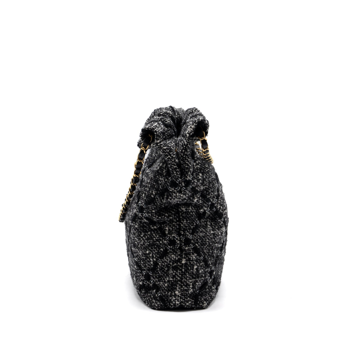 CHANEL MEDIUM 22 BAG TWEED BLACK / GREY GHW (MICROCHIP)