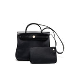 HERMES HERBAG 31 ZIP BAG CANVAS/LEATHER BLACK SHW