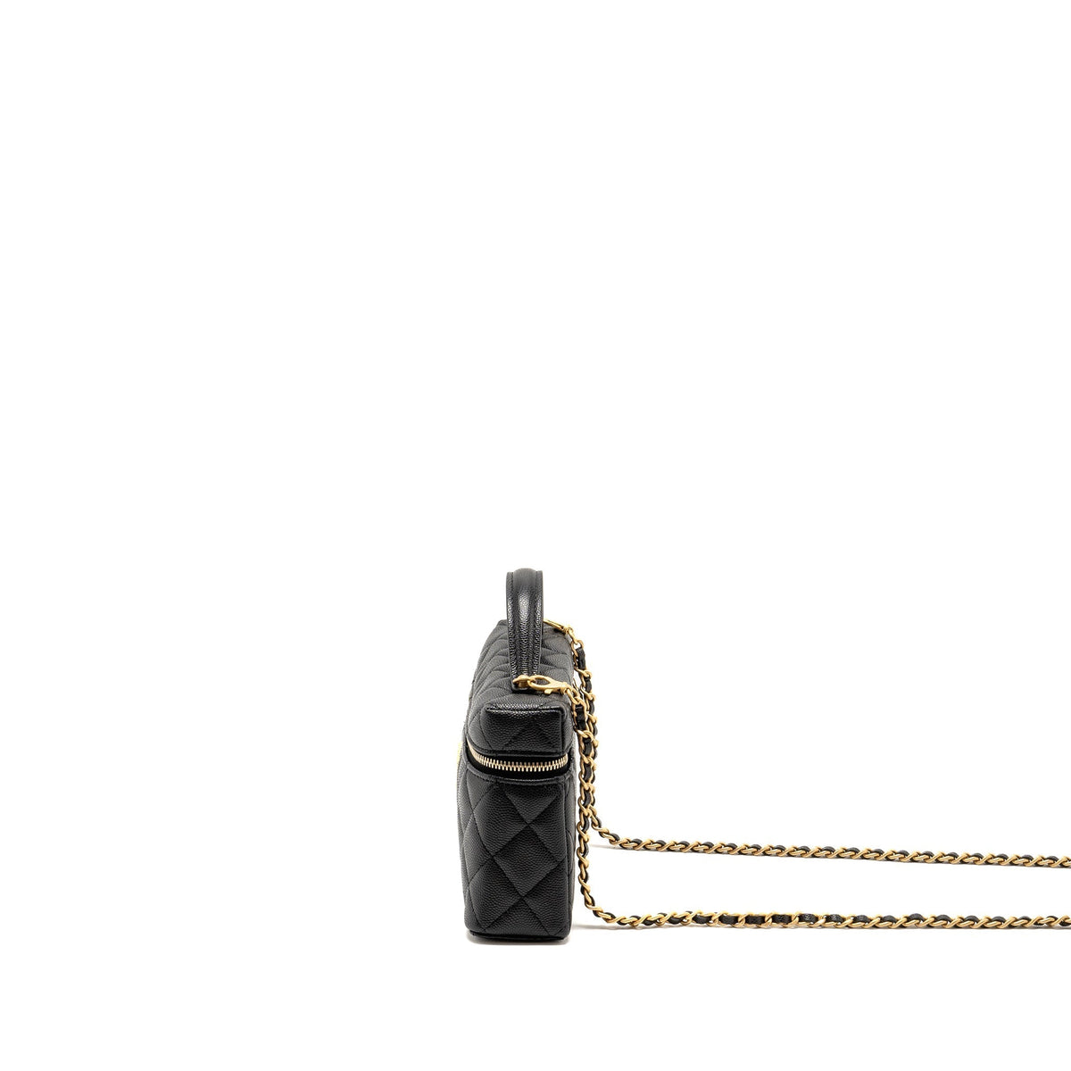CHANEL TOP HANDLE VANITY BAG CAVIAR BLACK GHW (MICROCHIP)