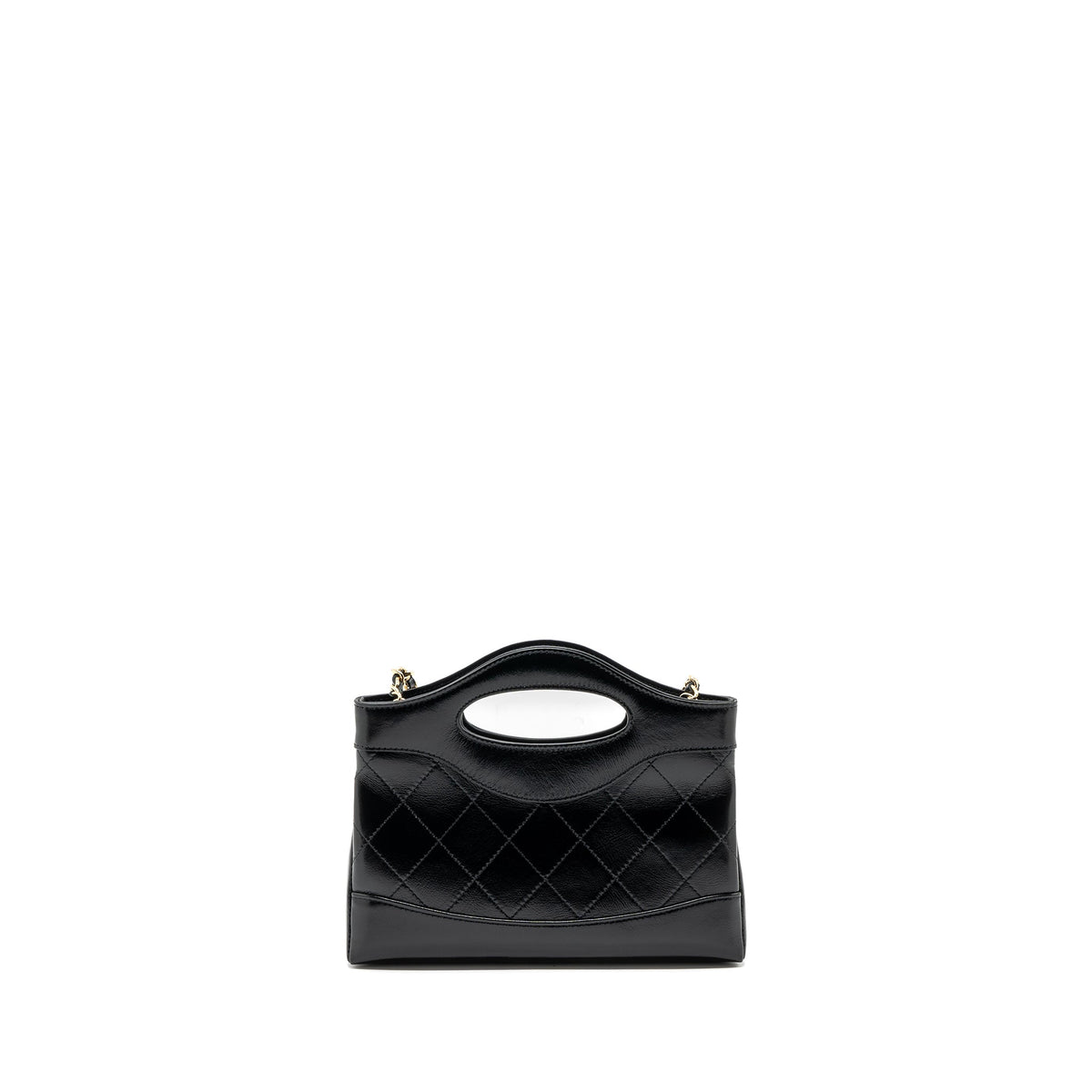 CHANEL 24C MINI 31 CLUTCH WITH CHAIN SHINY CALFSKIN  BLACK LGHW(MICROCHIP)