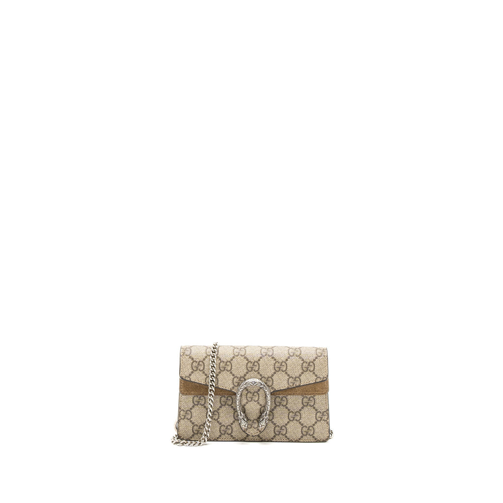 GUCCI DIONYSUS SUPER MINI BAG GG SUPREME/SUEDE BEIGE SHW