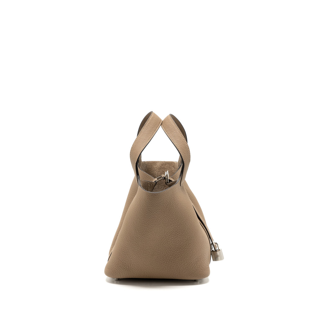 Hermes Picotin 18 Lock Bag Clemence Beige De Weimar SHW