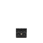 CHANEL CLASSIC SMALL FLAP WALLET LAMBSKIN BLACK LGHW