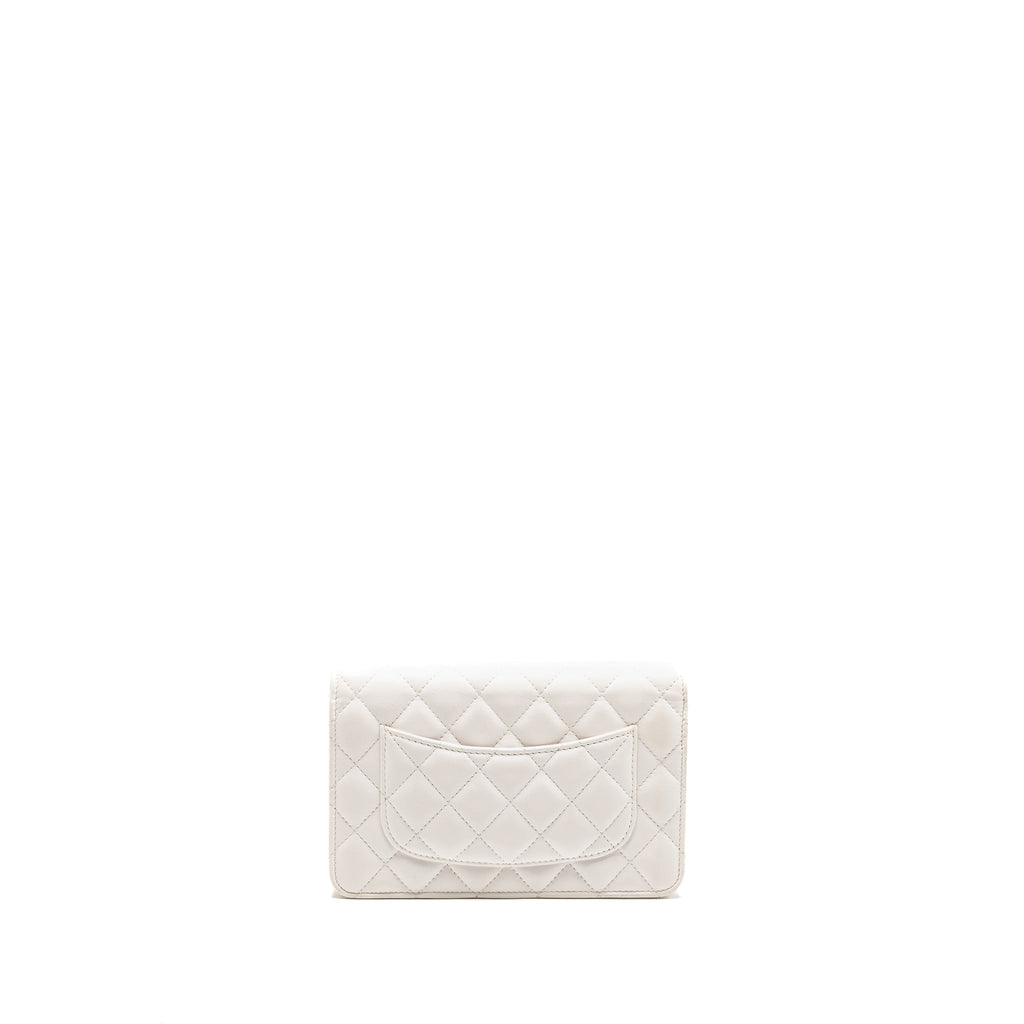 CHANEL GIANT CHAIN CLASSIC WALLET ON CHAIN LAMBSKIN WHITE MULTICOLOUR HARDWARE (MICROCHIP)