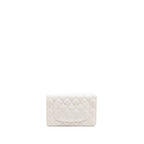 CHANEL GIANT CHAIN CLASSIC WALLET ON CHAIN LAMBSKIN WHITE MULTICOLOUR HARDWARE (MICROCHIP)