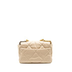 CHANEL SMALL 19 BAG SHINY GOATSKIN LIGHT BEIGE MULTICOLOUR HARDWARE