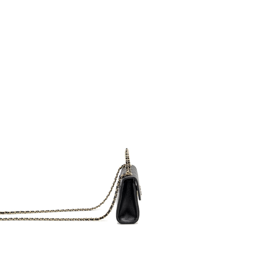 CHANEL TOP HANDLE MINI FLAP BAG WITH CHAIN CAVIAR BLACK LGHW (MICROCHIP)