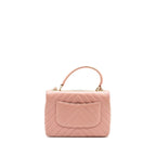 CHANEL CHEVRON TRENDY CC TOP HANDLE FLAP BAG LAMBSKIN LIGHT PINK LGHW