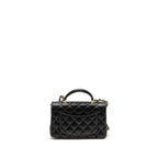 CHANEL TOP HANDLE MINI RECTANGULAR FLAP BAG WITH LION CHARM LAMBSKIN BLACK LGHW (MICROCHIP)