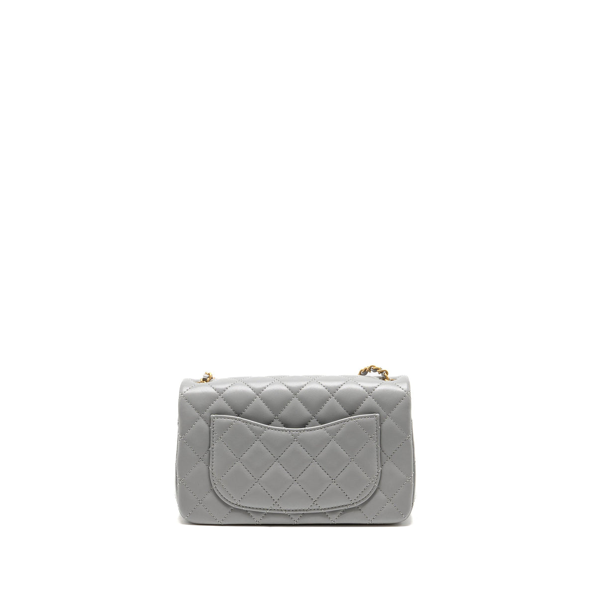 CHANEL PEARL CRUSH MINI RECTANGULAR FLAP BAG LAMBSKIN GREY GHW (MICROCHIP)