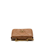 CHANEL SMALL 19 BAG LAMBSKIN CARAMEL MULTICOLOUR HARDWARE (MICROCHIP)