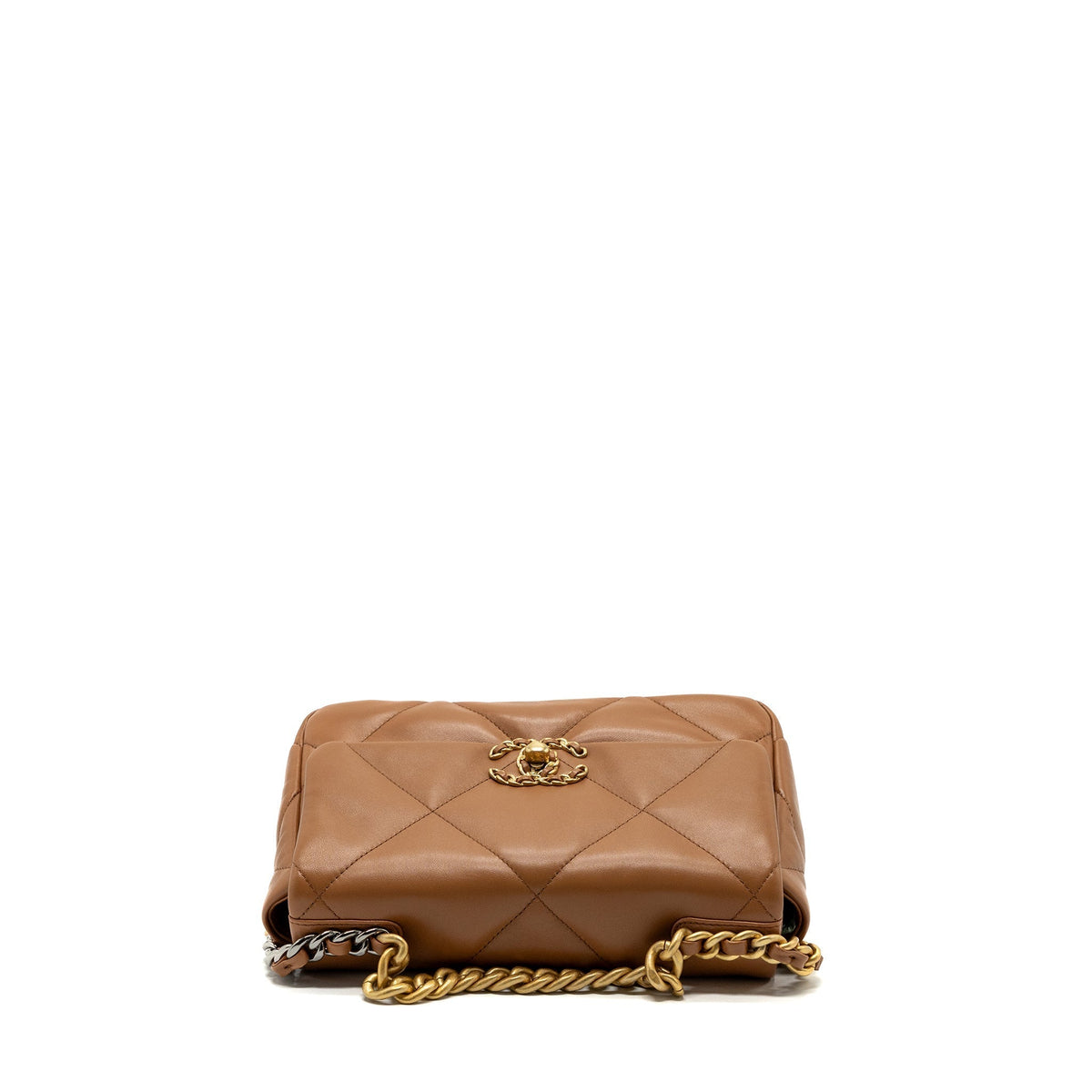 CHANEL SMALL 19 BAG LAMBSKIN CARAMEL MULTICOLOUR HARDWARE (MICROCHIP)