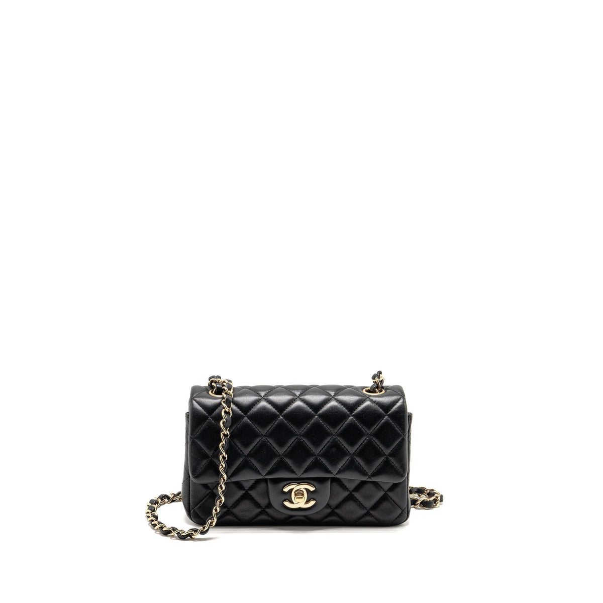 CHANEL MINI RECTANGULAR FLAP BAG LAMBSKIN BLACK LGHW
