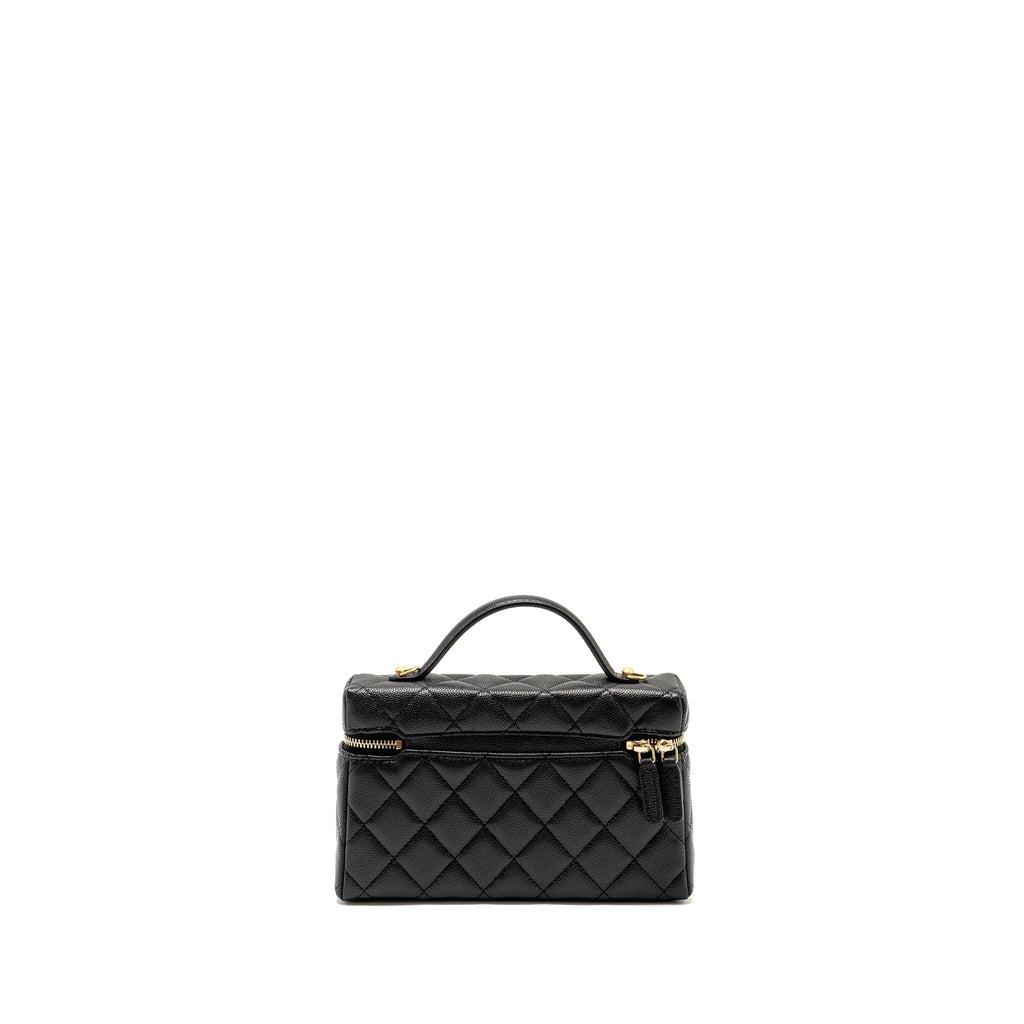 CHANEL TOP HANDLE VANITY BAG CAVIAR BLACK GHW (MICROCHIP)