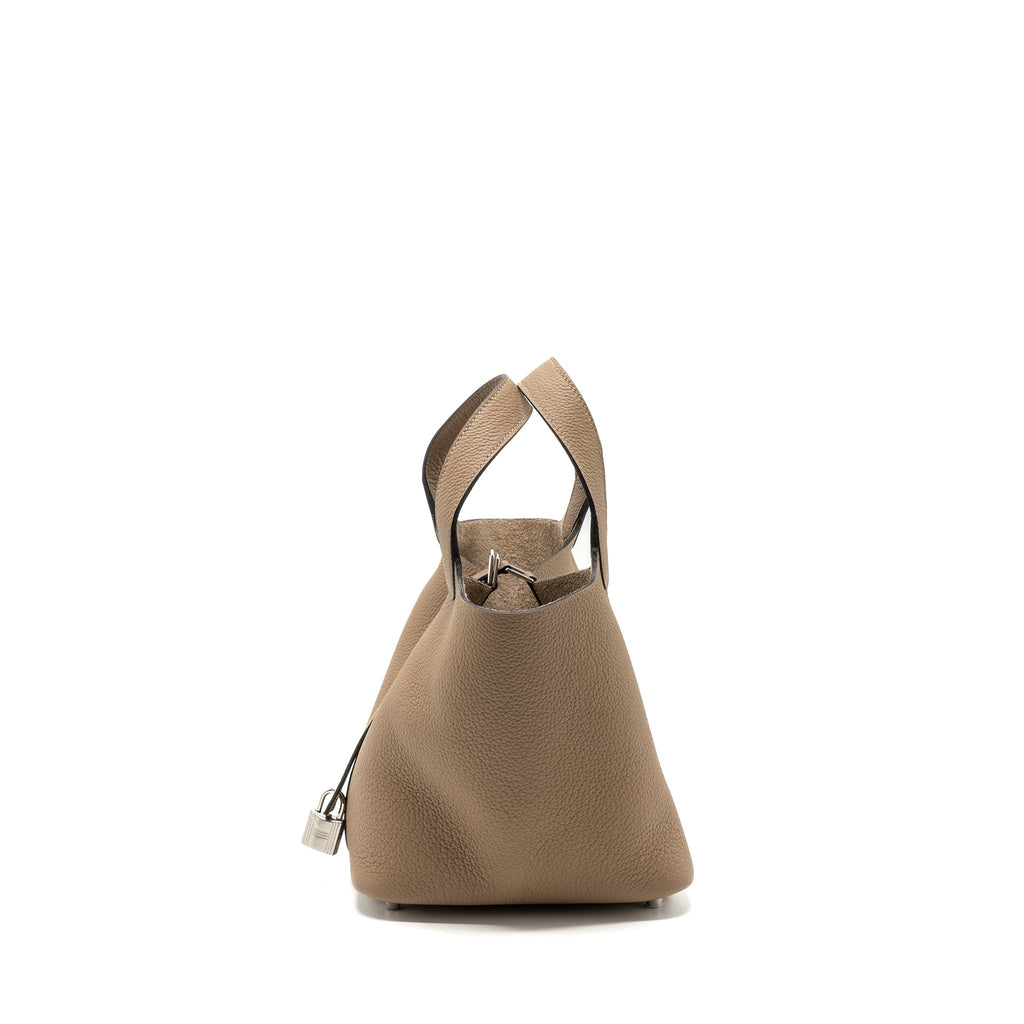 Hermes Picotin 18 Lock Bag Clemence Beige De Weimar SHW