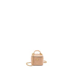 CHANEL TOP HANDLE MINI VANITY CASE WITH CHAIN LAMBSKIN BEIGE BRUSHED GHW