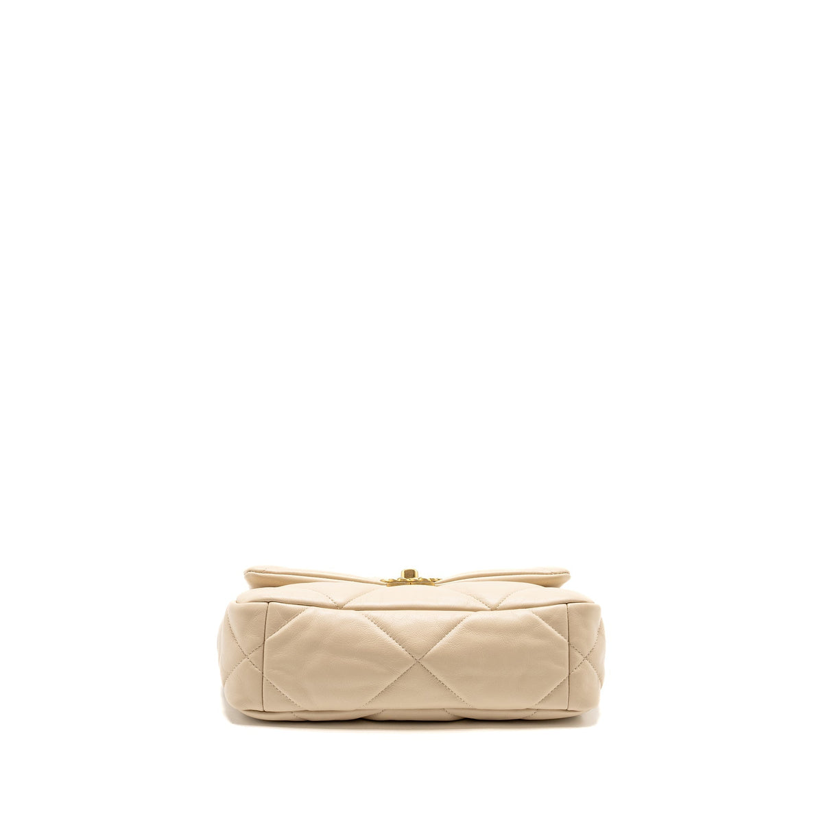 CHANEL SMALL 19 BAG SHINY GOATSKIN LIGHT BEIGE MULTICOLOUR HARDWARE