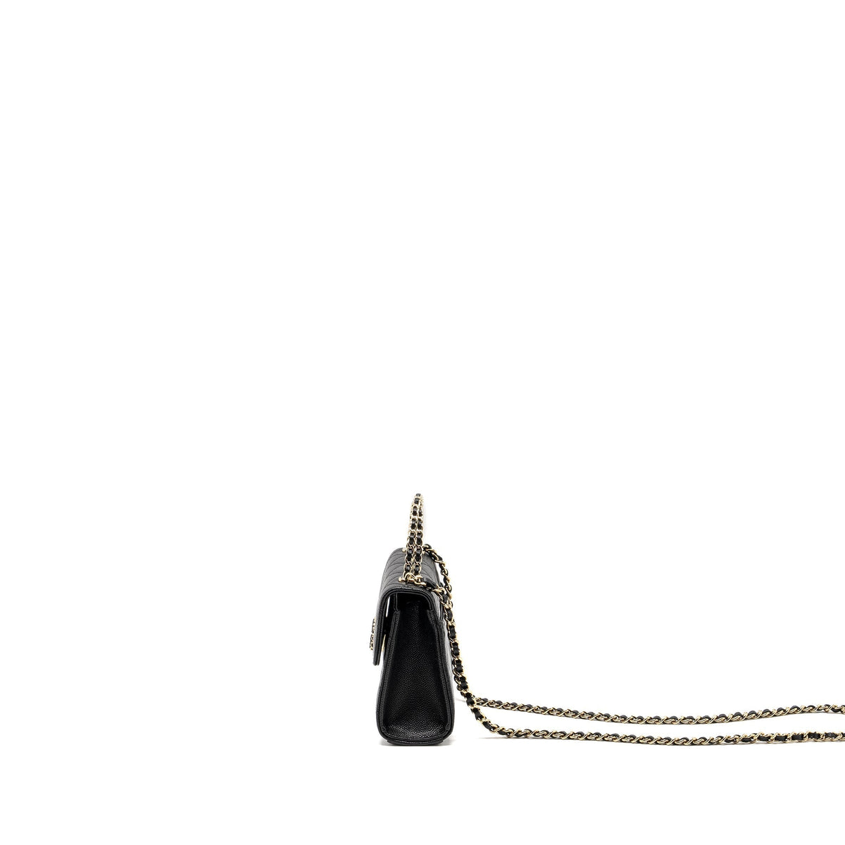 CHANEL TOP HANDLE MINI FLAP BAG WITH CHAIN CAVIAR BLACK LGHW (MICROCHIP)