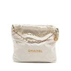 CHANEL MEDIUM 22 BAG CALFSKIN WHITE GHW (MICROCHIP)