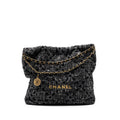 CHANEL MEDIUM 22 BAG TWEED BLACK / GREY GHW (MICROCHIP)