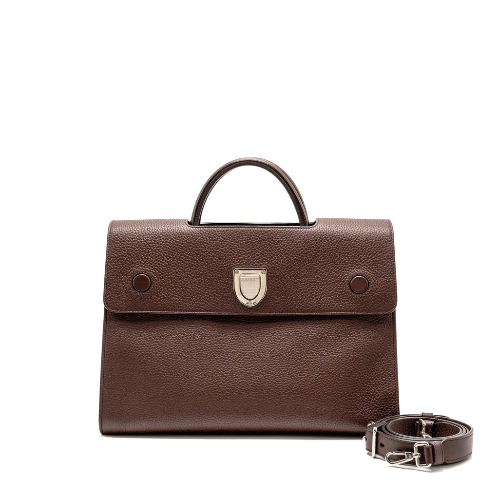 Dior Diorever Bag Pebbled Leather Dark Brown SHW