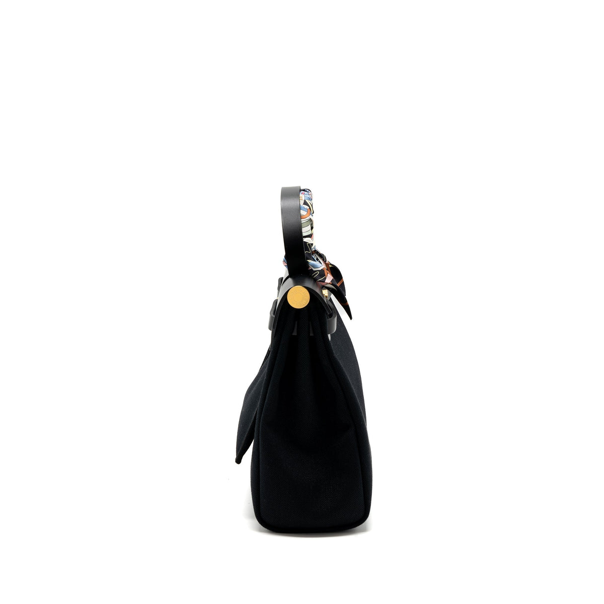 HERMES HERBAG 31 ZIP BAG CANVAS / HUNTER LEATHER BLACK GHW