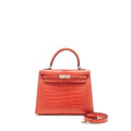 Hermes Kelly 25 Matt Crocodile Porous Bougainvillier SHW