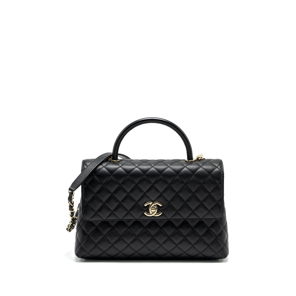 CHANEL LARGE COCO HANDLE CAVIAR BLACK LGHW (MICROCHIP)
