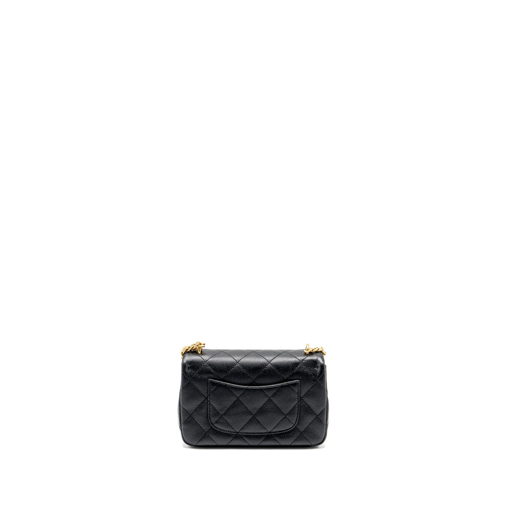 CHANEL COCO LOVE MINI FLAP BAG ADJUSTABLE CHAIN CAVIAR BLACK GHW (MICROCHIP)