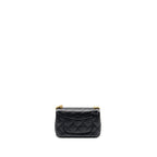 CHANEL COCO LOVE MINI FLAP BAG ADJUSTABLE CHAIN CAVIAR BLACK GHW (MICROCHIP)