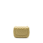 CHANEL QUILTED FLAP BAG WITH COCO LOVE CHAIN LAMBSKIN KHAKI GREEN GHW(MICROCHIP)