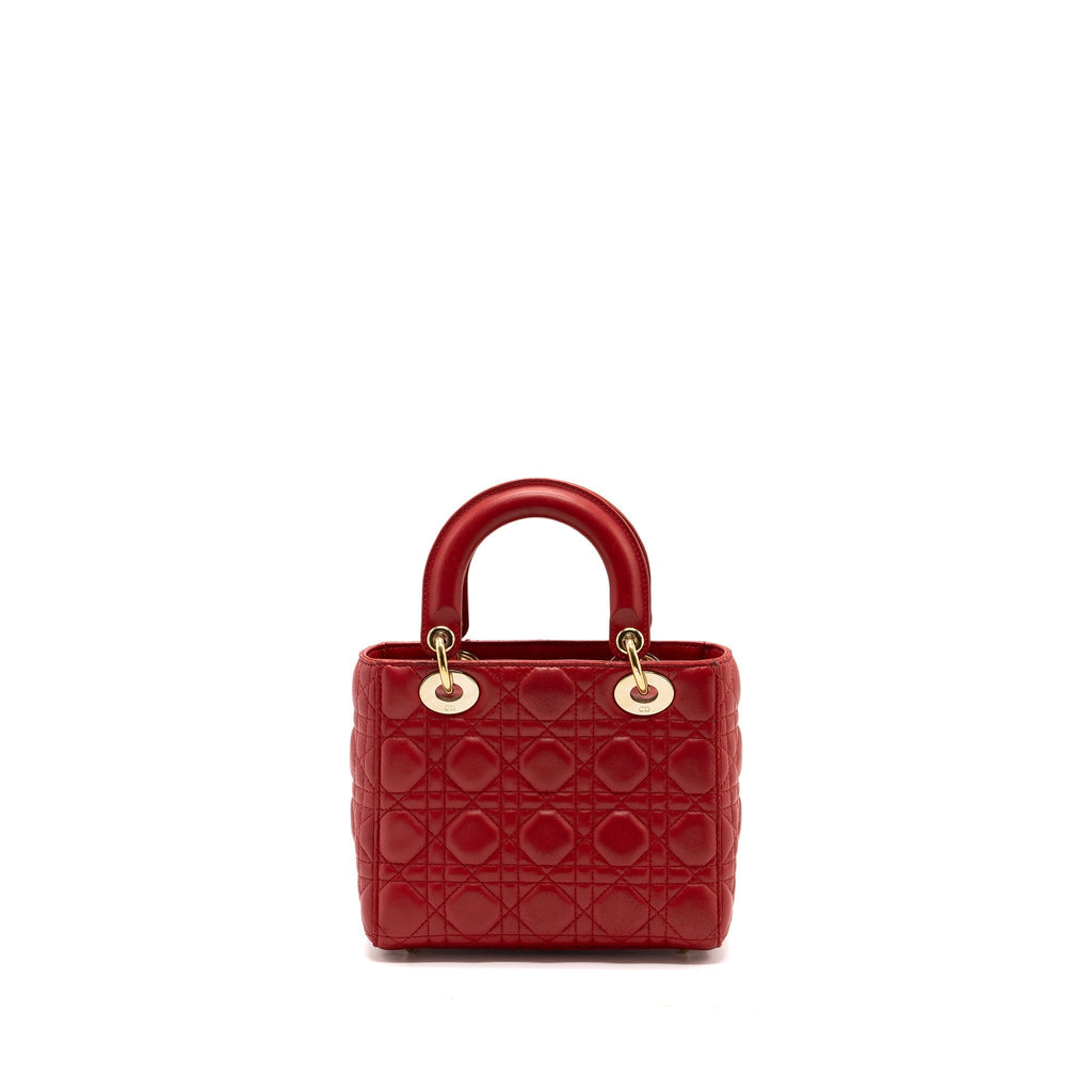 DIOR SMALL LADY DIOR LAMBSKIN RED WITH GHW