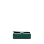 CHANEL MEDIUM CLASSIC DOUBLE FLAP BAG LAMBSKIN GREEN SHW